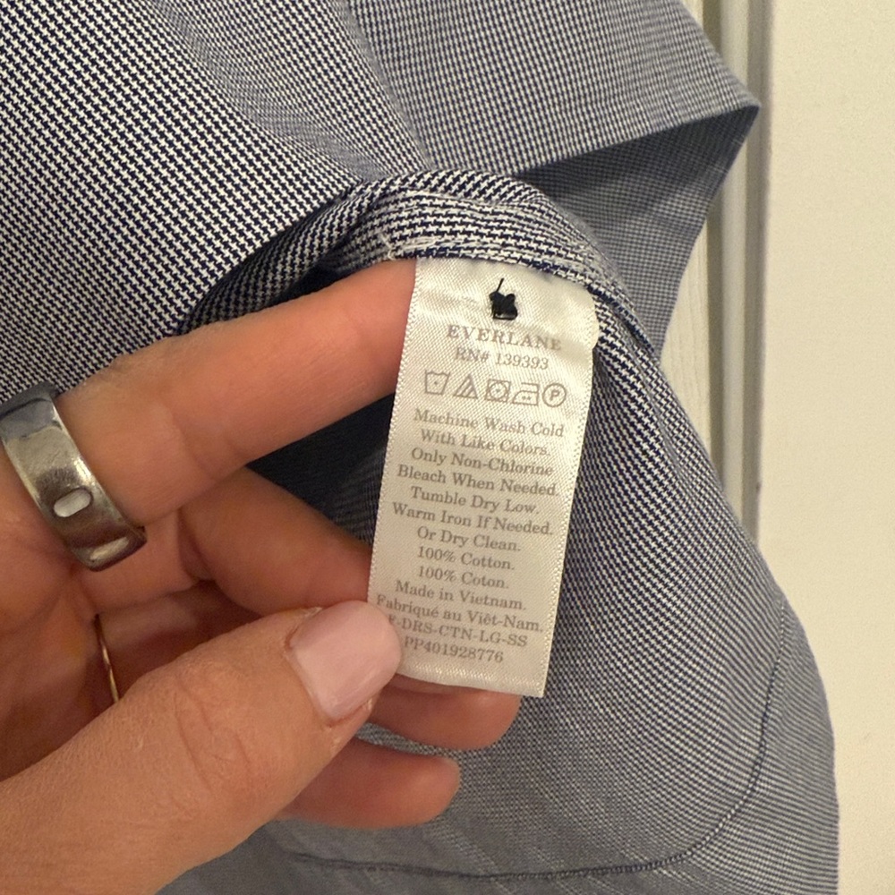 Everlane The Parklet Shirtdress Blue and White Size 6 Midi Cotton - Picture 8 of 8